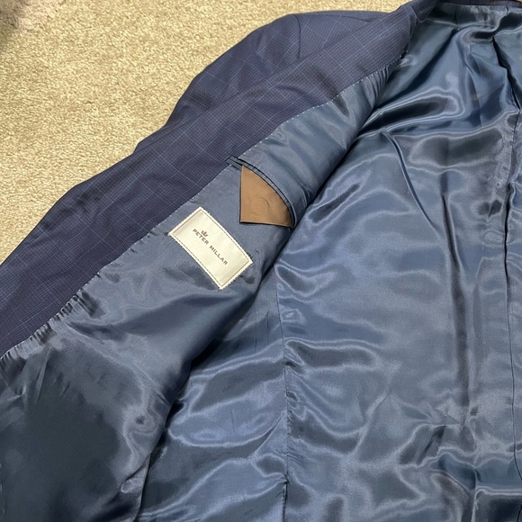 Peter Millar Men's Plaid Navy Blue Sport Coat Wool Blazer Sz 48R - Picture 8 of 11